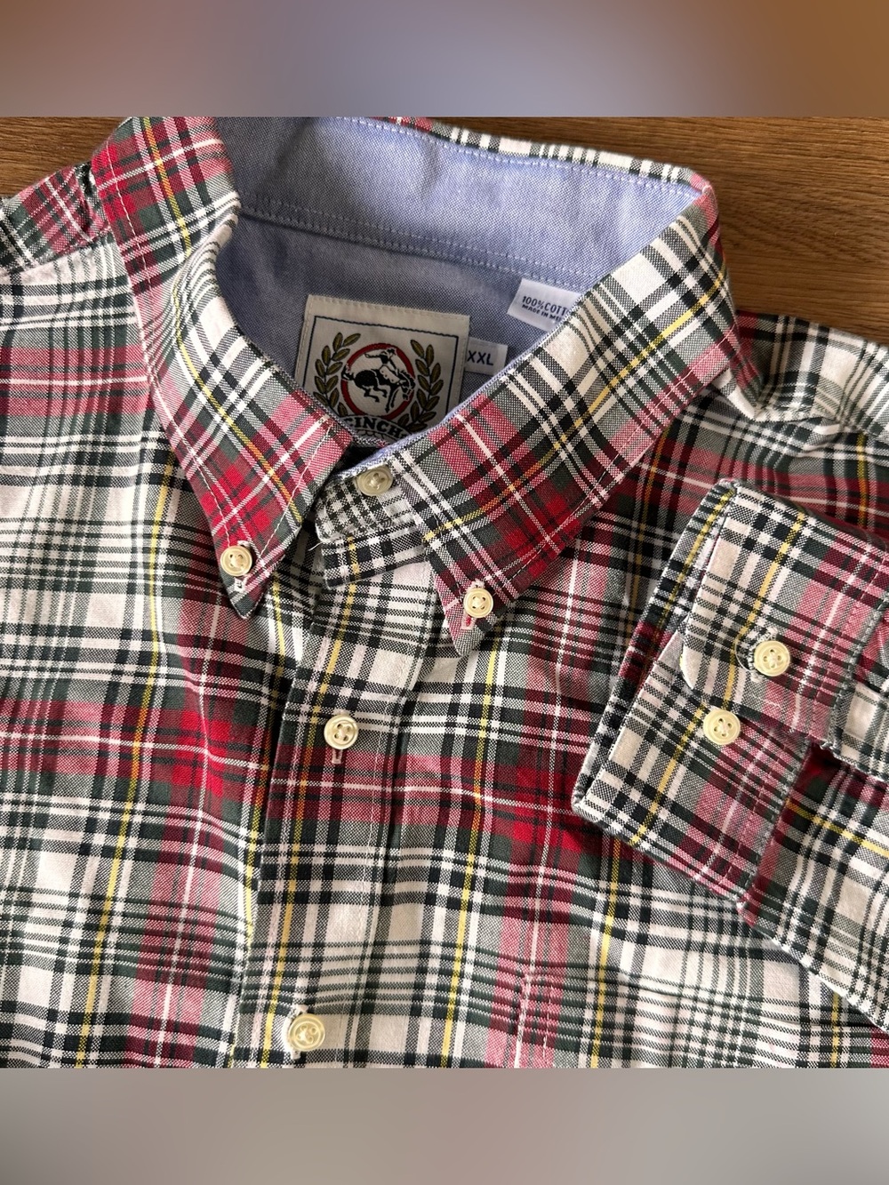 CINCH Miller Heavy Cotton Plaid Button Down Shirt Men 2XL Western Red Green VTG